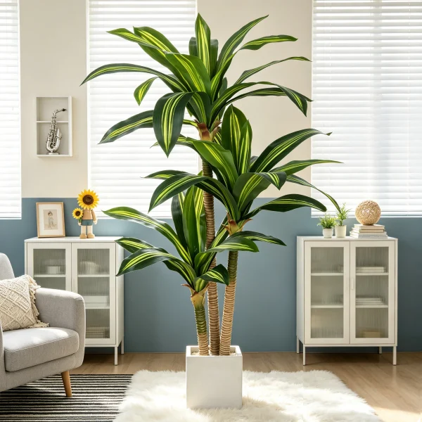 4ft/5ft/6ft Artificial Dracaena Tree in Pot  All-Season Indoor/Outdoor Decor for Home Office Living Room Porch,