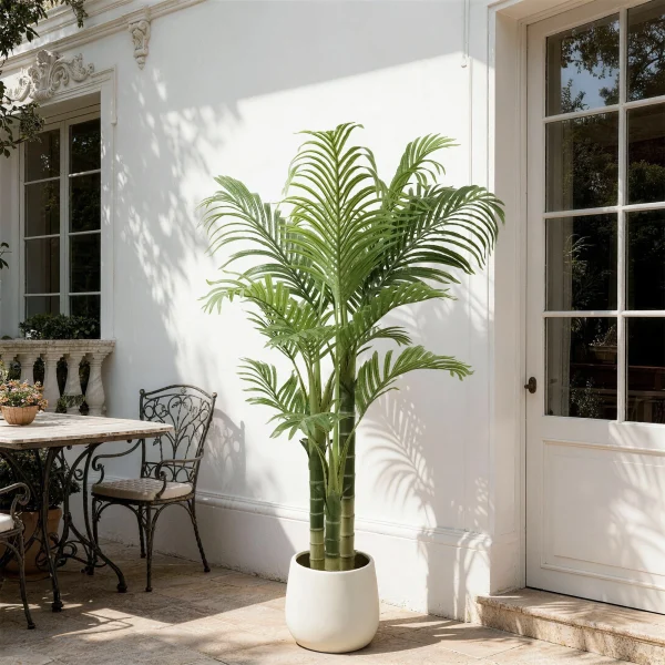 4/5/6FT Artificial Areca Palm Tree with White Pot,