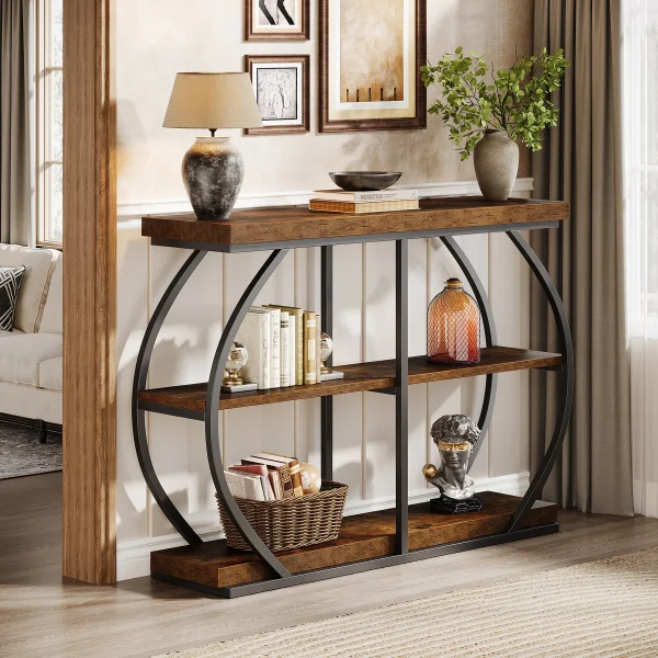 41.3" Console Table, Industrial 3-Tier Entryway Table