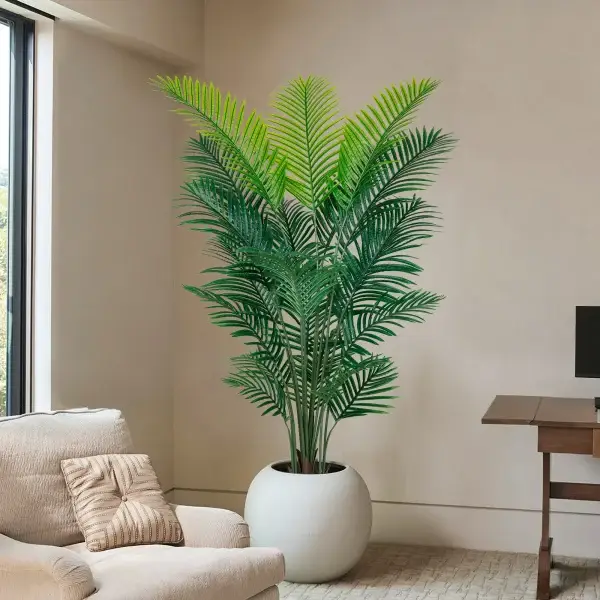 4/5/6 FT Artificial Plants Fake Palm Tree Tropical Palm Leaves Faux Areca Floor Plant in Pot