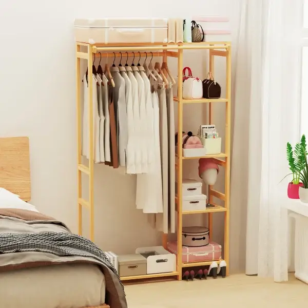 Open Wardrobe Closet Stand with Storage Shelves